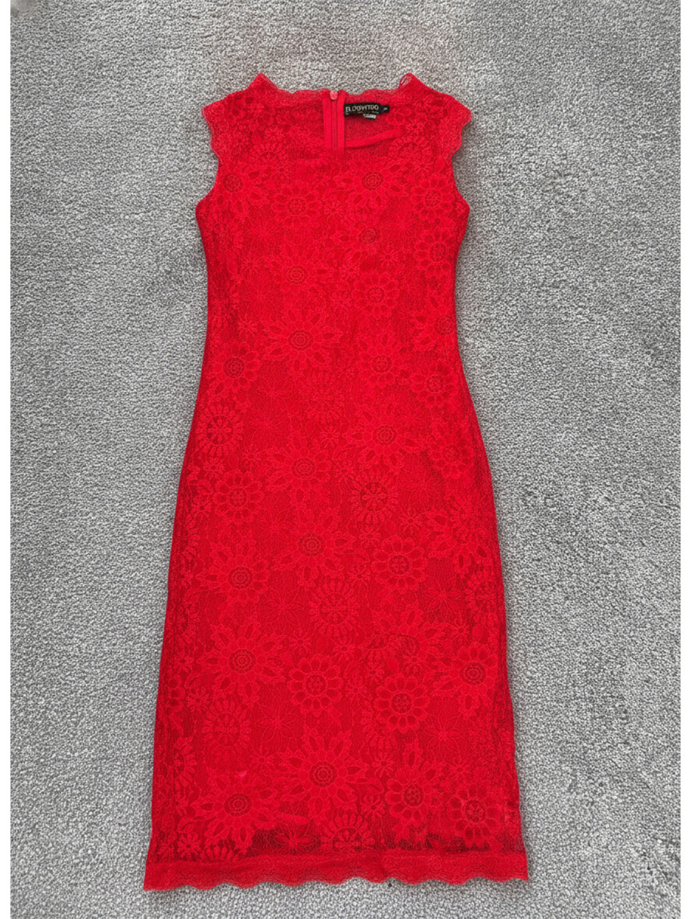 Onzino Womens Small Red Floral Lace Sleeveless Bodycon Party Dress Sheath S - Picture 1 of 15